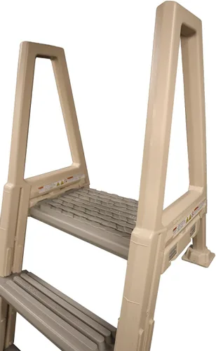 Vista 3 de Confer Plastics 6000X Escalera de natación resistente sobre el suelo en la piscina para cubiertas ajustables de 42 pulgadas a 56 pulgadas de alto