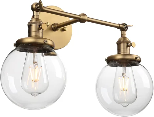 Vista 7 de Phansthy Lámpara de pared industrial vintage de 2 luces con doble pantalla de cristal de globo de 5.9 pulgadas (antiguo)