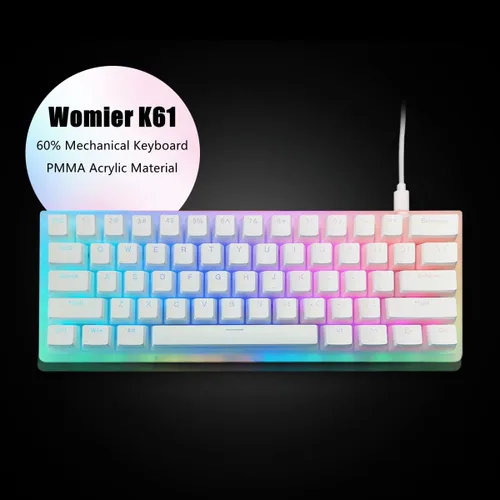 Vista 2 de XVX Womier K61 Teclado mecánico con cable 60% PRO, teclado retroiluminado dual RGB intercambiable en caliente, teclado Gateron Switch compacto de 61