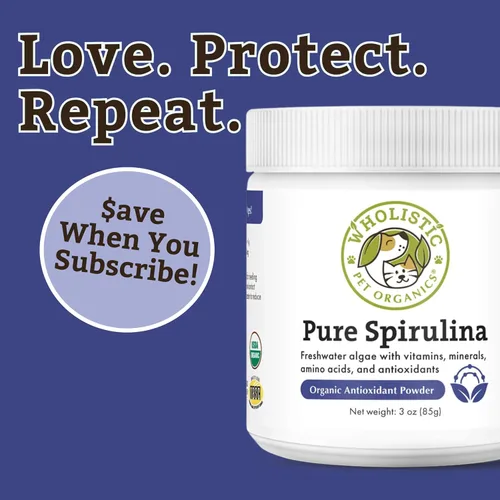 Vista 8 de Wholistic Pet Organics Spirulina en polvo para perros y gatos - Apoyo antioxidante para perros y gatos - Suplemento de apoyo inmunológico, promueve