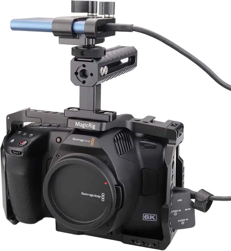 Vista 5 de Kit de jaula para cámara Blackmagic Pocket Cinema Camera 6K Pro y G2 BMPCC 6K Pro / G2 Cage with Top Handle, T5 SSD Mount Bracket, Cable Clamp