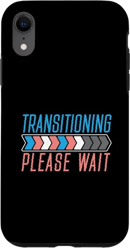 Vista 25 de Funda transgénero LGBTQ para iPhone 16 Transitioning Please Wait Rainbow Pride