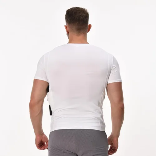 Vista 2 de LIBOSHENG Holster Camisa Hombres Oculto Llevar Compresión CCW Cuello Redondo Apretado Transpirable