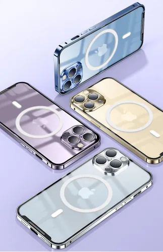 Vista 6 de Funda magnética mate para iPhone 14 Pro, compatible con MagSafe, cristal negro, delgada, carga inalámbrica, aluminio y policarbonato, protector