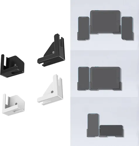 Vista 2 de Soporte de montaje en pared para tabletas Smartphones Fácil instala con adhesivo o tornillos EReader Montaje en pared Negro
