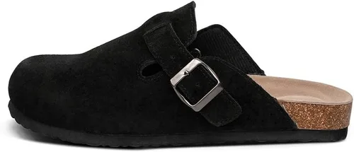 Vista 2 de TF STAR Unisex Soft Footbed Clog Cow Suede Leather Clogs, Cork Clogs Shoes for Women Men