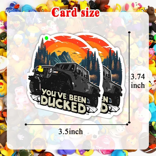 Vista 4 de Etiquetas de pato de pato, tarjeta de You 've Been Ducked, tarjeta de juego de patito de pato de pato, etiquetas de pato de coche para diseño