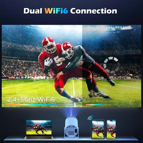 Vista 2 de Mini proyector con WiFi 6 y Bluetooth, compatible con 4K