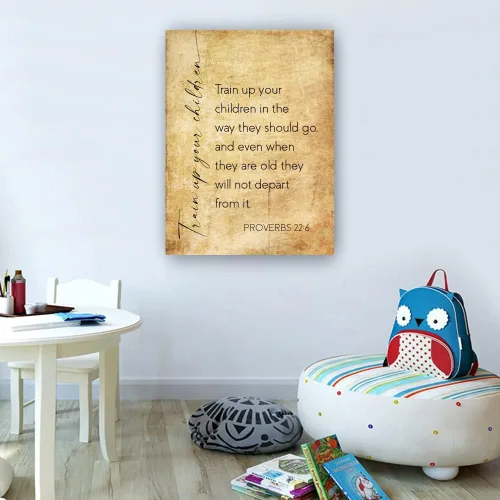 Vista 5 de Póster de Proverbios 22 6 con cita bíblica, póster de escritura en lienzo, pinturas de decoración vertical para baño, fotos para cocina, decoración