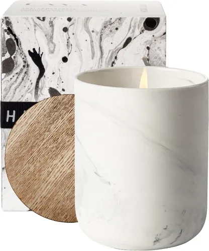 Vista 10 de Hidden Label Velas de soja perfumadas, Vela grande de 12oz Mango Guava en frasco de cerámica colección Lava, Regalos hermosos para cumpleaños