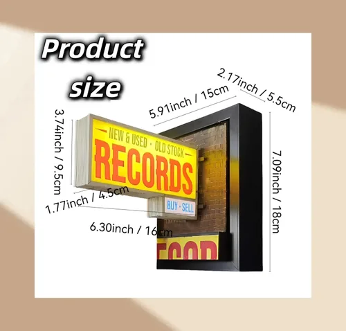 Vista 7 de Lámpara de pared retro para tienda de discos – Decoración de pared de vinilo LED hecha a mano, para aplique de pared LED para dormitorio, sala