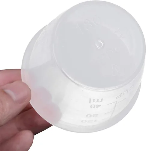 Vista 2 de AKOAK Taza medidora de arroz transparente de plástico, taza medidora de olla arrocera de 5.4 fl oz, taza medidora de arroz de doble escala