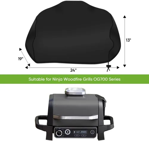 Vista 6 de iCOVER - Funda para parrilla, resistente al agua, para barbacoa Ninja Woodfire al aire libre, serie OG700, protección de barbacoa con cordón