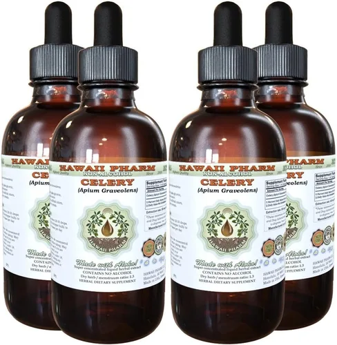 Vista 8 de Extracto líquido sin alcohol de apio, apio orgánico (Apium graveolens) Fruta seca Glicerita Hawaii Pharm Suplemento herbario natural 2 x 32 oz sin