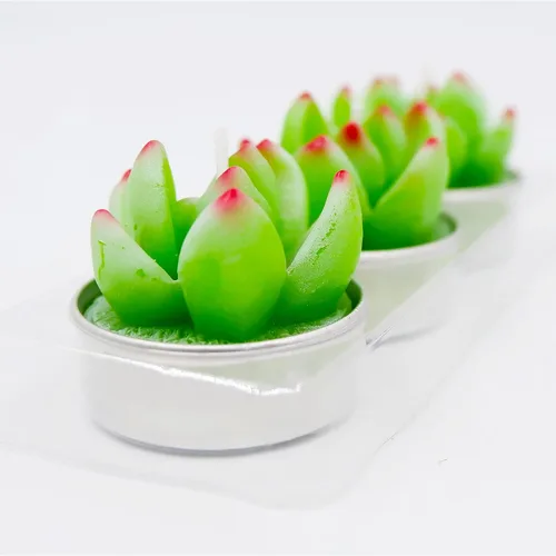 Vista 7 de 9 velas de té de cactus sin perfume con multicolor, velas de té de parafina, mini velas de mesa para el hogar, bodas, cumpleaños, velas decorativas
