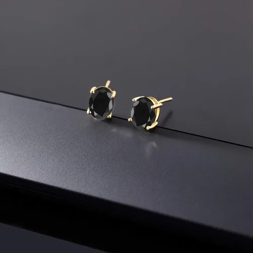 Vista 295 de Gem Stone King Aretes de oro de 14 quilates con piedra natal ovalada de 0.315 x 0.236 in Aretes de oro para mujer