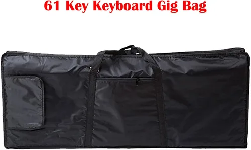 Vista 5 de Funda para piano eléctrico de 39 pulgadas con 61 notas, acolchada con algodón de 0.236 in, correa de viaje ajustable para el hombro y bolsillo