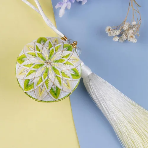 Vista 13 de Elecrelive DIY Bordado Temari Bola Azul Flor Bordado Hilo Bolas Estilo A01