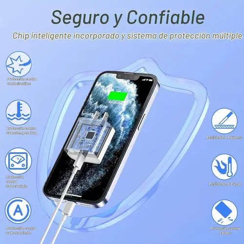 Vista 3 de Cargador rápido para iPhone, [certificado Apple MFi] Paquete de 2 cargadores de pared PD USB C con cargador de pared USB C extra largo de 10 pies a