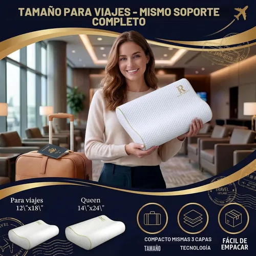 Vista 4 de Royal Therapy Almohada cervical de espuma viscoelástica de viaje – Almohada de contorno para dolor de cuello y hombros