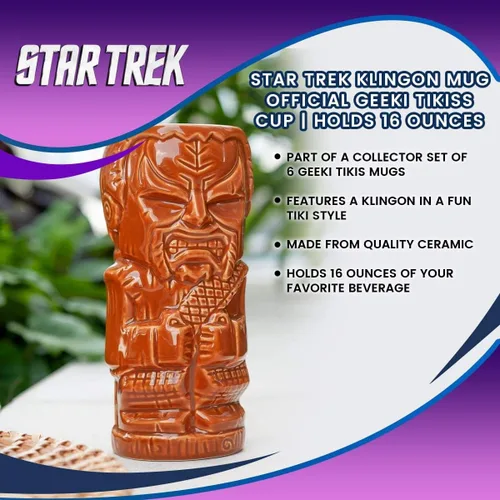 Vista 6 de Star Trek: TOS Klingon - Taza Geeki Tiki de 16 onzas