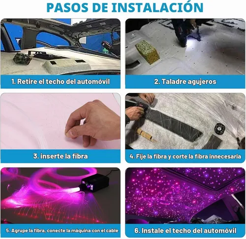 Vista 5 de Twinkle Headliner Star Light Kit 500Pcs* 0.03in* 9.8ft Luces de fibra óptica APP/control remoto, sonido RGBW activado, modo de música, para techo
