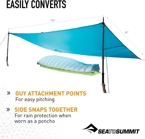 Vista 5 de Sea to Summit Ultra-SIL Nano Canvas Poncho 4 en 1 impermeable, cubierta del paquete, hoja de tierra y refugio