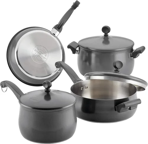 Vista 17 de Farberware Juego de 120 ollas y sartenes de acero inoxidable de edición limitada con herramientas de cocina Prestige, 10 piezas, color azul Azul