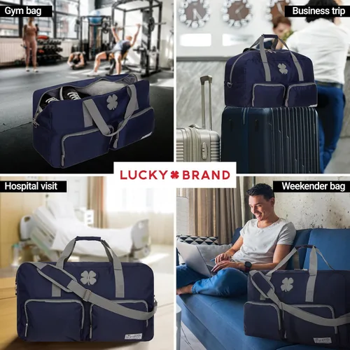 Vista 2 de Lucky Brand Bolso de fin de semana plegable para adultos con correa de hombro ajustable para adultos unisex, marino, Deportes
