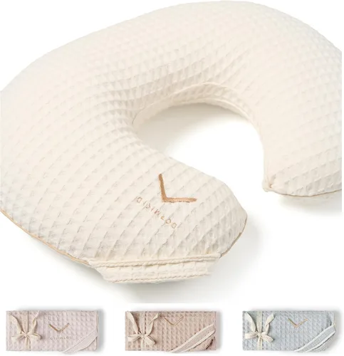 Vista 11 de Funda orgánica para almohada de lactancia • Calidad Premium 100% algodón Oeko-Tex Standard • Funda para lactancia materna y almohada de biberón •