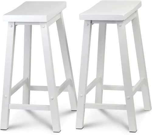 Vista 12 de PJ Wood Classic Modern - Asiento de sillín sin espalda de madera maciza, taburete de mostrador de 24 pulgadas de alto, fácil de montar