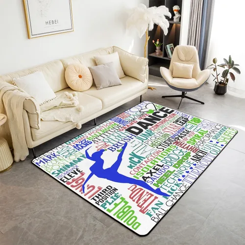 Vista 9 de Alfombra decorativa de bailarina para interiores, tapete de ballet y danza, fundas de cojín, elegante alfombra de área de bailarina de 3 x 5 pies