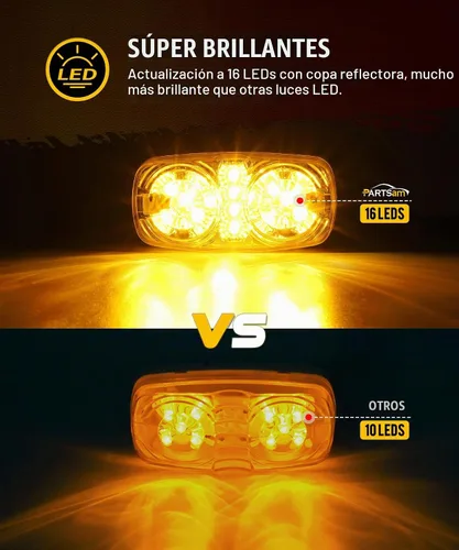Vista 2 de Partsam 4 piezas de mejora de luces de marcador de doble diana ámbar con 16 LED, con reflector y copa, luces de posición laterales con conectores