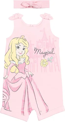 Vista 11 de Disney Princesa Rapunzel Ariel Belle Jasmine Aurora - Mameluco con broches y diadema para bebés niñas desde recién nacidas hasta niñas pequeñas