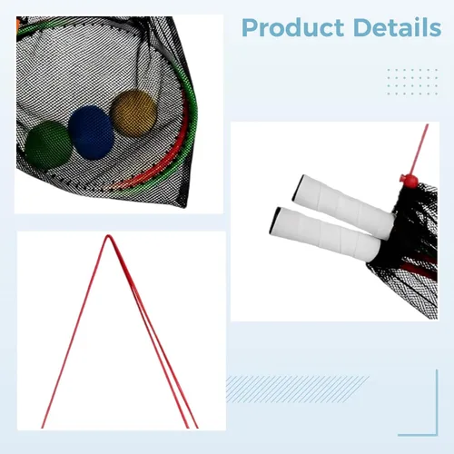 Vista 4 de Multicolor Tennis Rackets Set for Youth, 2 Pcs, 20.7 in with 3 Balls and Net Bag, Student Beginner Training, Lightweight Iron Alloy, Rubber Grip