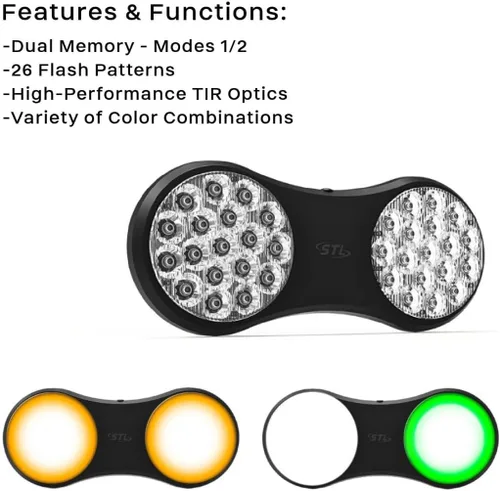 Vista 3 de Arc Elite TIR LED Flip Down Visor Light w/Velcro Straps (Amber)
