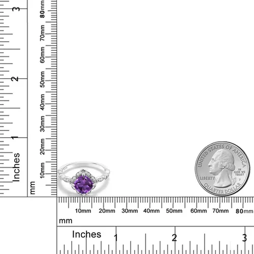 Vista 58 de Gem Stone King Anillo de compromiso solitario de moissanita blanca con piedra natal de corte cojín de 0.276 in para mujer, plata de ley 925