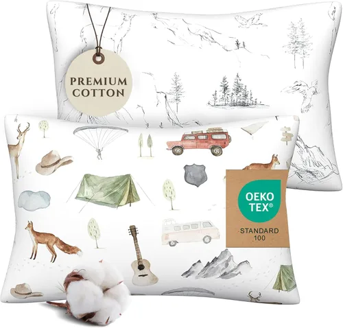 Vista 10 de Pobi Baby - Funda de almohada de algodón de 13 x 18 pulgadas, paquete de 2 fundas de almohada premium para niños pequeños, tejido de jersey