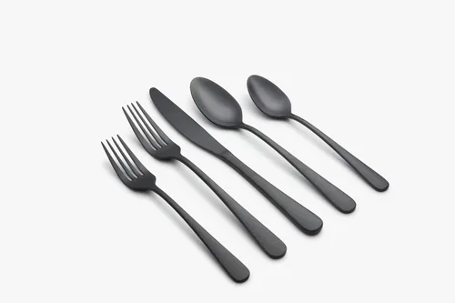 Vista 3 de Cambridge Silversmiths Keene - Juego de cubiertos de satén negro de 20 piezas, servicio para 4