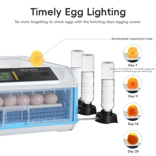 Vista 6 de 64 Egg Incubator, Automatic Incubator for Hatching Eggs with Auto Egg Turner, Temp & Humidity Control, Poultry Hatching Incubators for Chicken
