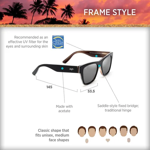 Vista 6 de Maui Jim Ekolu Gafas de sol sin montura, negro, M