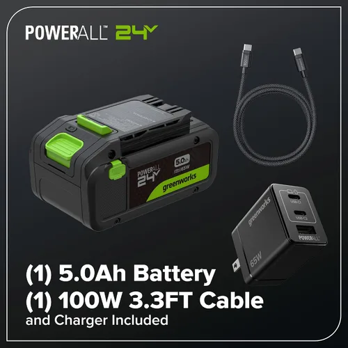 Vista 12 de Greenworks Soplador de hojas axial sin escobillas de 24 V (515 CFM/130 MPH), volumen de aire extremo para hojas húmedas, residuos pesados y limpieza