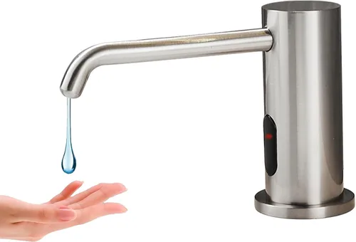 Vista 9 de Dispensador de jabón para platos para fregadero de cocina de níquel cepillado, dispensador de jabón para debajo del fregadero con cabezal de bomba