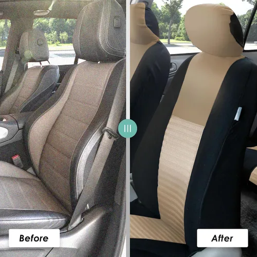 Vista 6 de FH Group Fundas de asiento de automóvil 3D de malla de aire con elegancia moderna, compatibles con bolsa de aire y listas para separar, juego