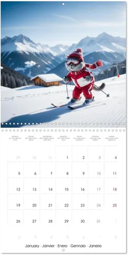 Vista 4 de Le duc gris en voyage (Calendrier mural carré 2026 11.8 x 23.6 in (ouvert)) Calendrier double with une page pour vos prises de notes