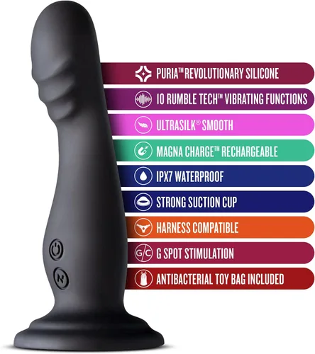 Vista 2 de Juguetes sexuales para adultos, Amsterdam 6.75 pulgadas, vibrador de empuje - Punto G, próstata, estimulador anal - 10 vibraciones RumblyTech