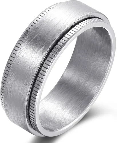 Vista 8 de Anillo giratorio giratorio de acero inoxidable 316L de 0.316 pulgadas para hombres y mujeres, cadena para aliviar la ansiedad, llave griega, runas