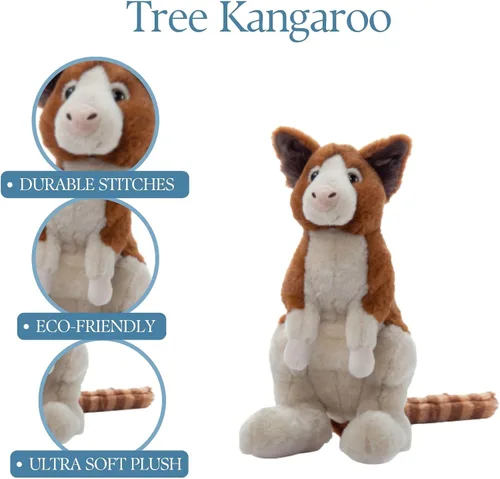Vista 4 de The Petting Zoo Peluche de canguro de árbol, regalos para niños, animales salvajes del zoológico Onez, juguete de peluche de canguro de árbol de 12
