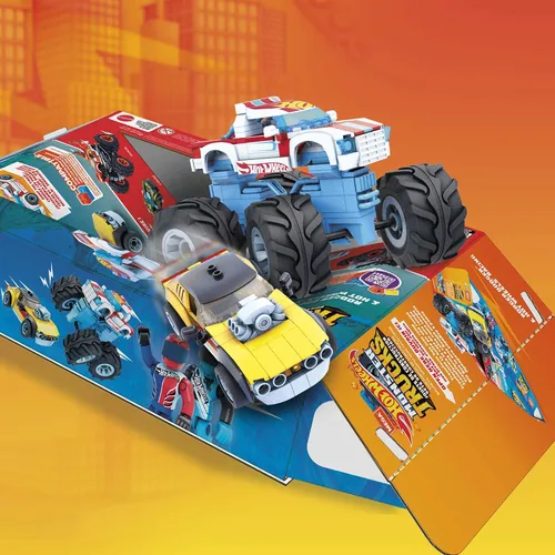 Vista 5 de MEGA Hot Wheels - Vehículo coleccionable de juguete de construcción Rodger Dodger, 2 microfiguras de acción y características de lujo