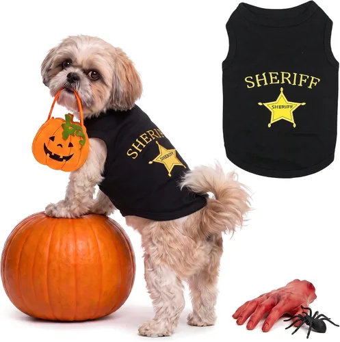 Vista 26 de Camiseta para Perro Parisian Pet - Camiseta Bordada FBI - 100% Algodón, Ropa Transpirable para Perros - Chaleco para Mascotas Sin Mangas - Camisas